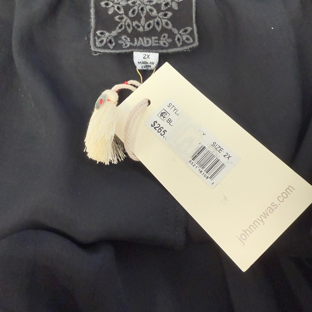 NWT Johnny Was Black Shimmer Wide Leg Pants PLUS 3X $265 Elastic Waist Pull‎ On - Picture 12 of 15